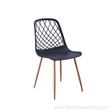 Black Plastic Cafe Dining Chairs Stackable Simple